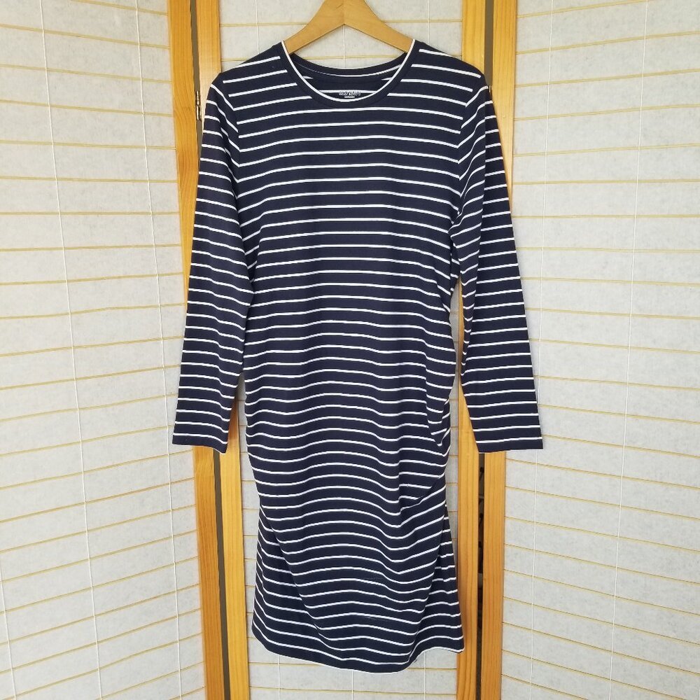 Navy Blue Stripe Maternity Dress Size Large Stretch Cotton Old Navy